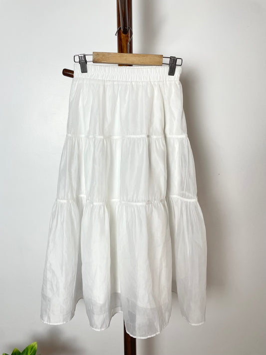 Organza White Skirt-Waist 28 to 32