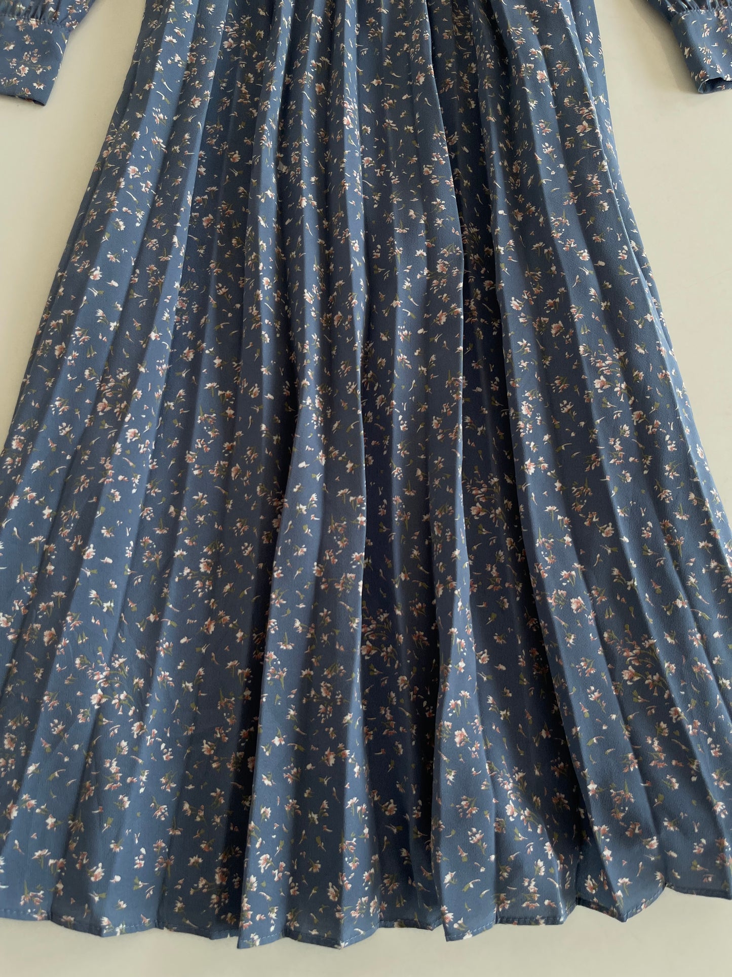 Vintage Ocean Blue Pleated Dress-Bust 42
