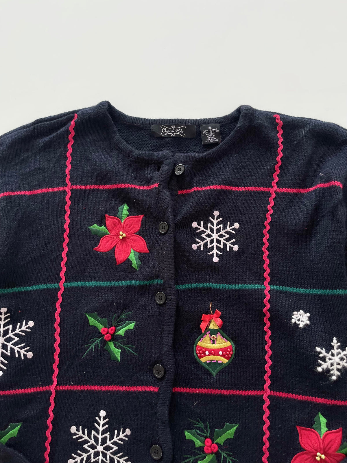 Crystal Kobe Embroidered Christmas Cardigan Sweater-Bust 48