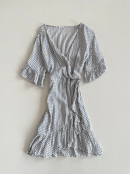 Polka Dot Ruffle Dress-Bust 40 to 42