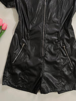 Load image into Gallery viewer, Black Faux Leather Romper - Bust 38
