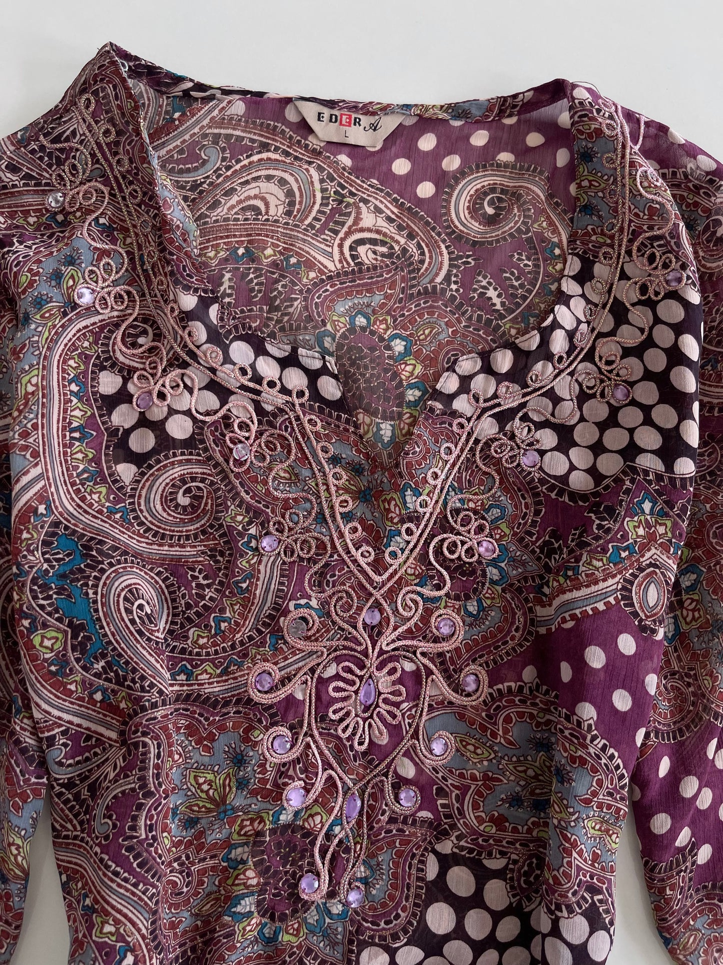 Edera Embroidered Sheer Top-Bust 42
