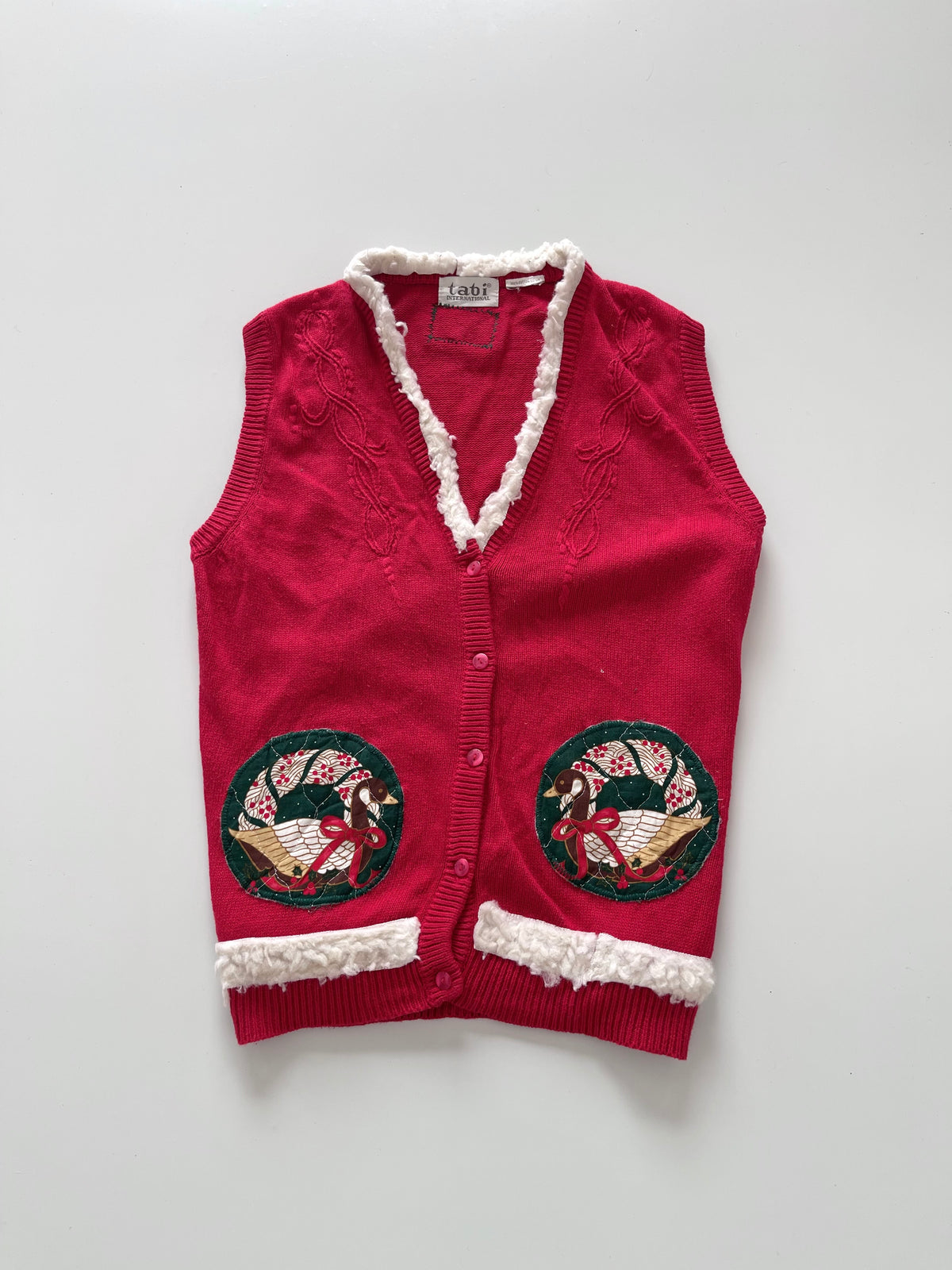 Tabi International Embroidered Christmas Vest Sweater-Bust 40