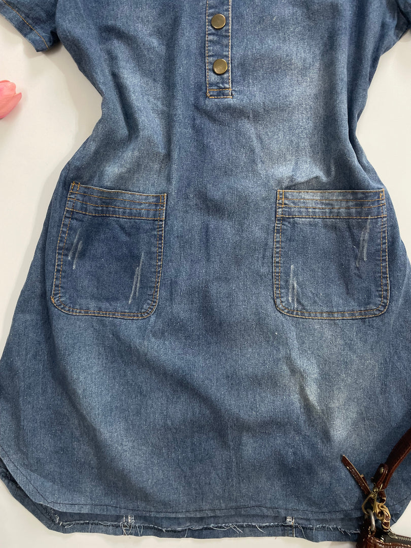 Vintage Blue Denim Dress-Bust 36