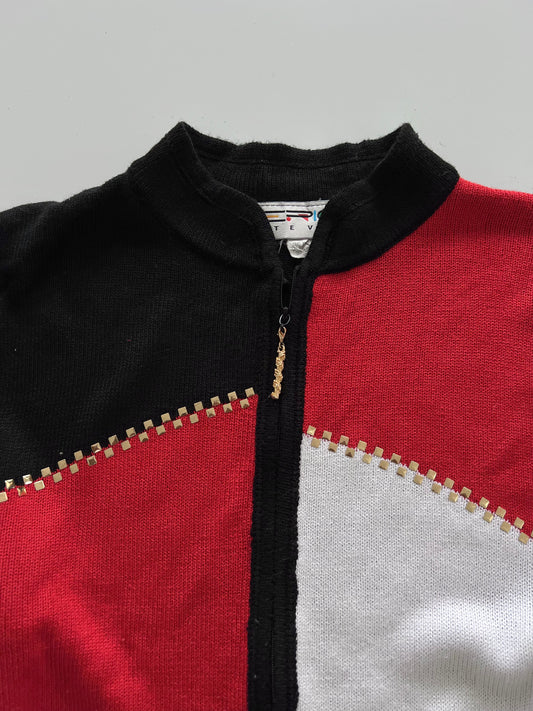 Steven Embroidered Zipper Sweater-Bust 46
