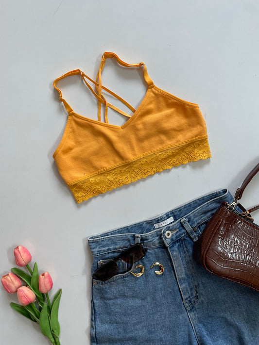 ORANGE LACE BRALETTE TOP - BUST 30 to 32