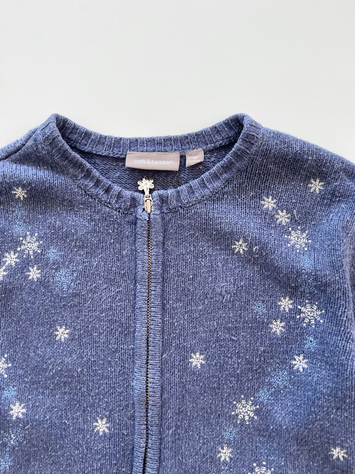 Croft & Barrow Christmas Embroidered Zipper Sweater-Bust 42