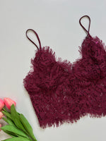 Load image into Gallery viewer, COTTON CANDY LA MAROON LACE TOP - BUST 30
