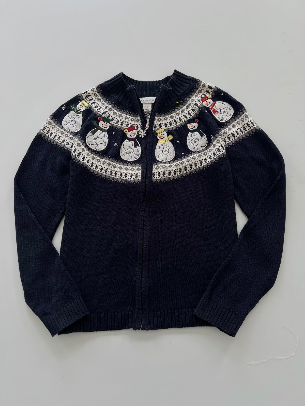 Christopher & Banks Embroidered Christmas Zipper Sweater-Bust 36