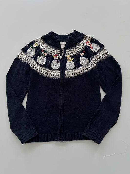 Christopher & Banks Embroidered Christmas Zipper Sweater-Bust 36