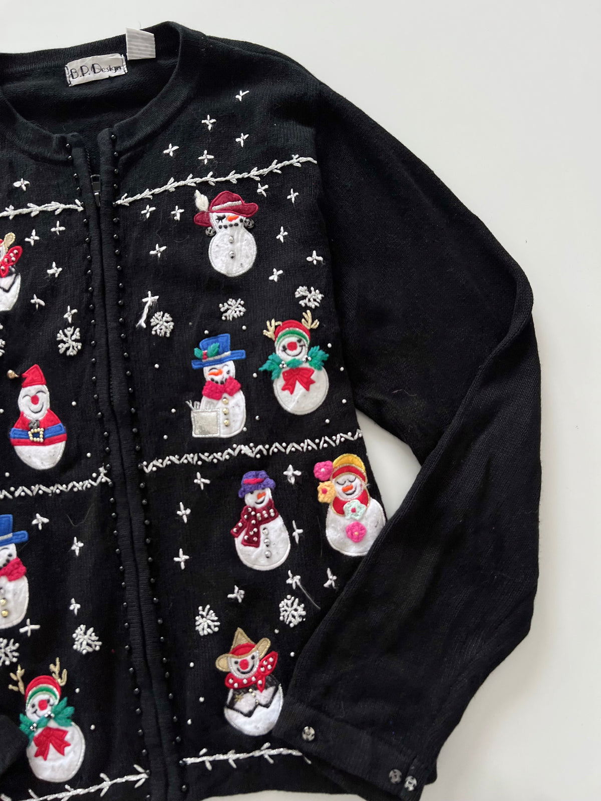 BPDesign Embroidered Christmas Zipper Sweater-Bust 46