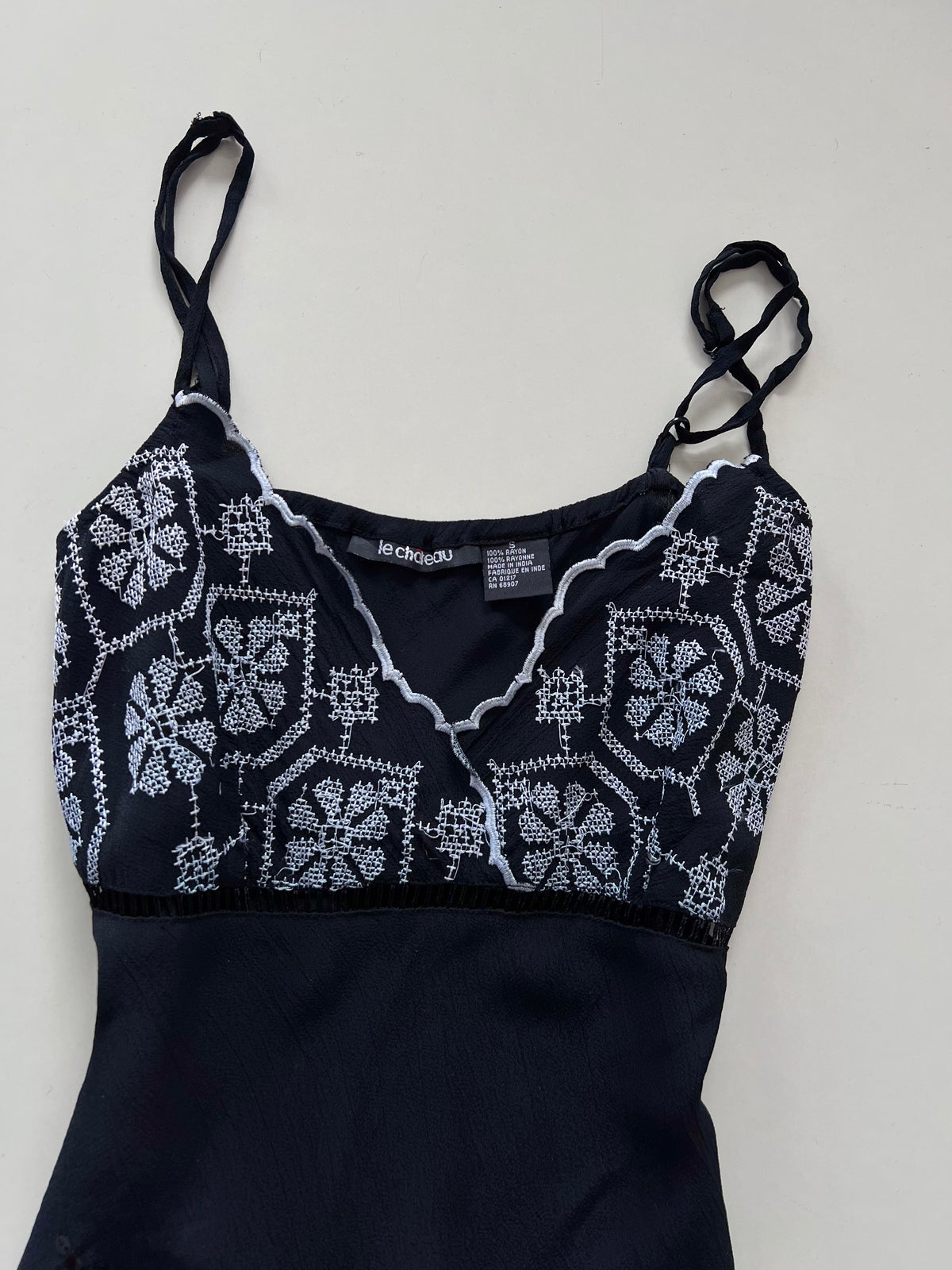 Le Chateau Sheer Slip Embroidered Dress-Bust 34