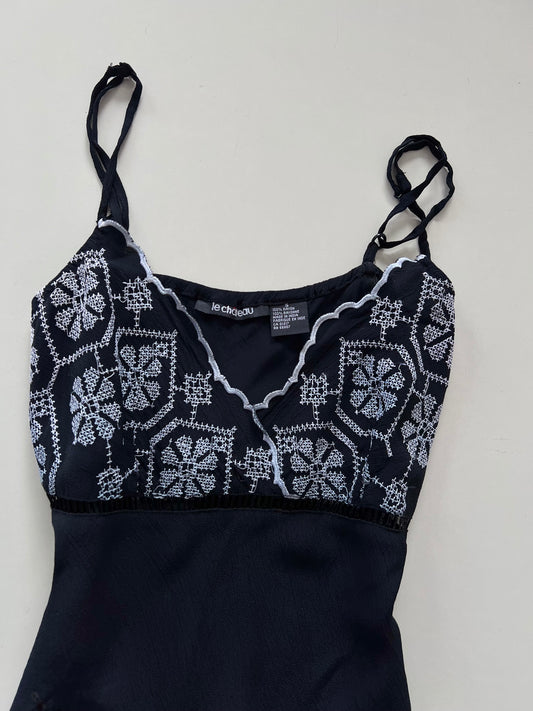 Le Chateau Sheer Slip Embroidered Dress-Bust 34