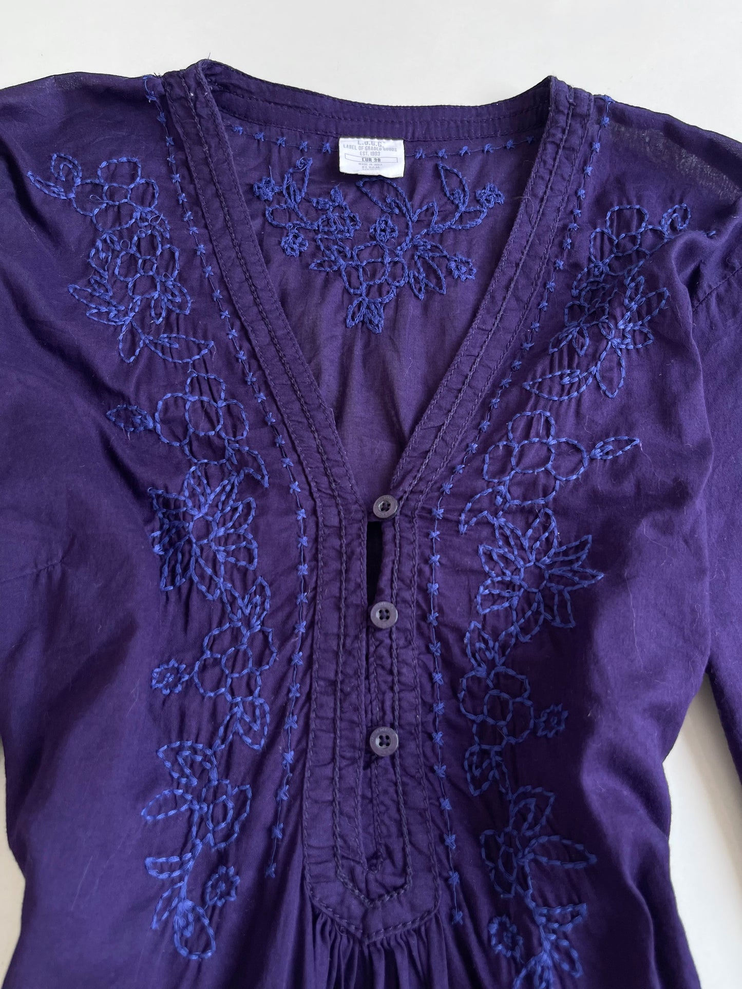 Embroidered 100% Cotton Top-Bust 38