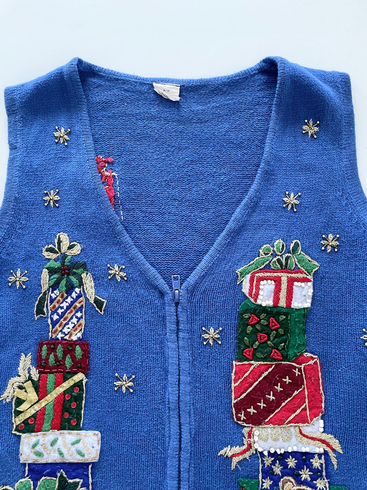 Christmas Embroidered Vest Sweater-Bust 46