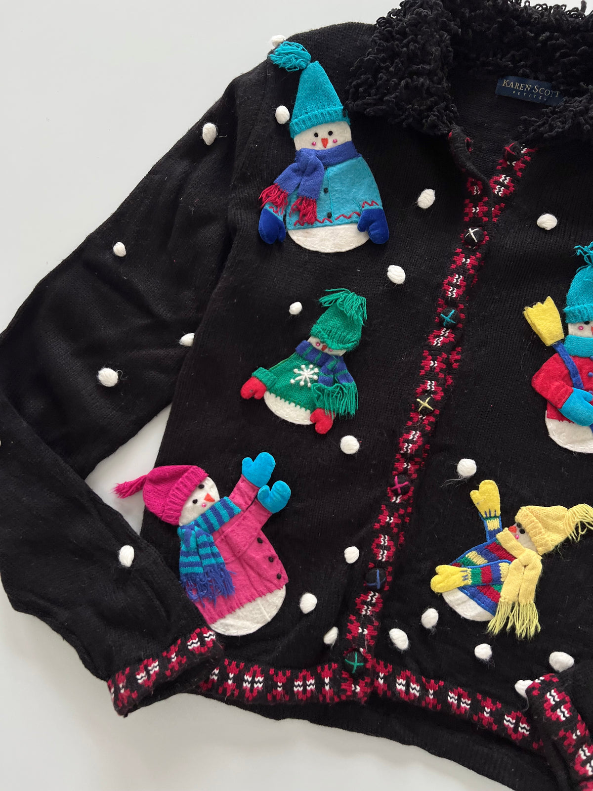 Karen Scott Embroidered Christmas Cardigan Sweater-Bust 42