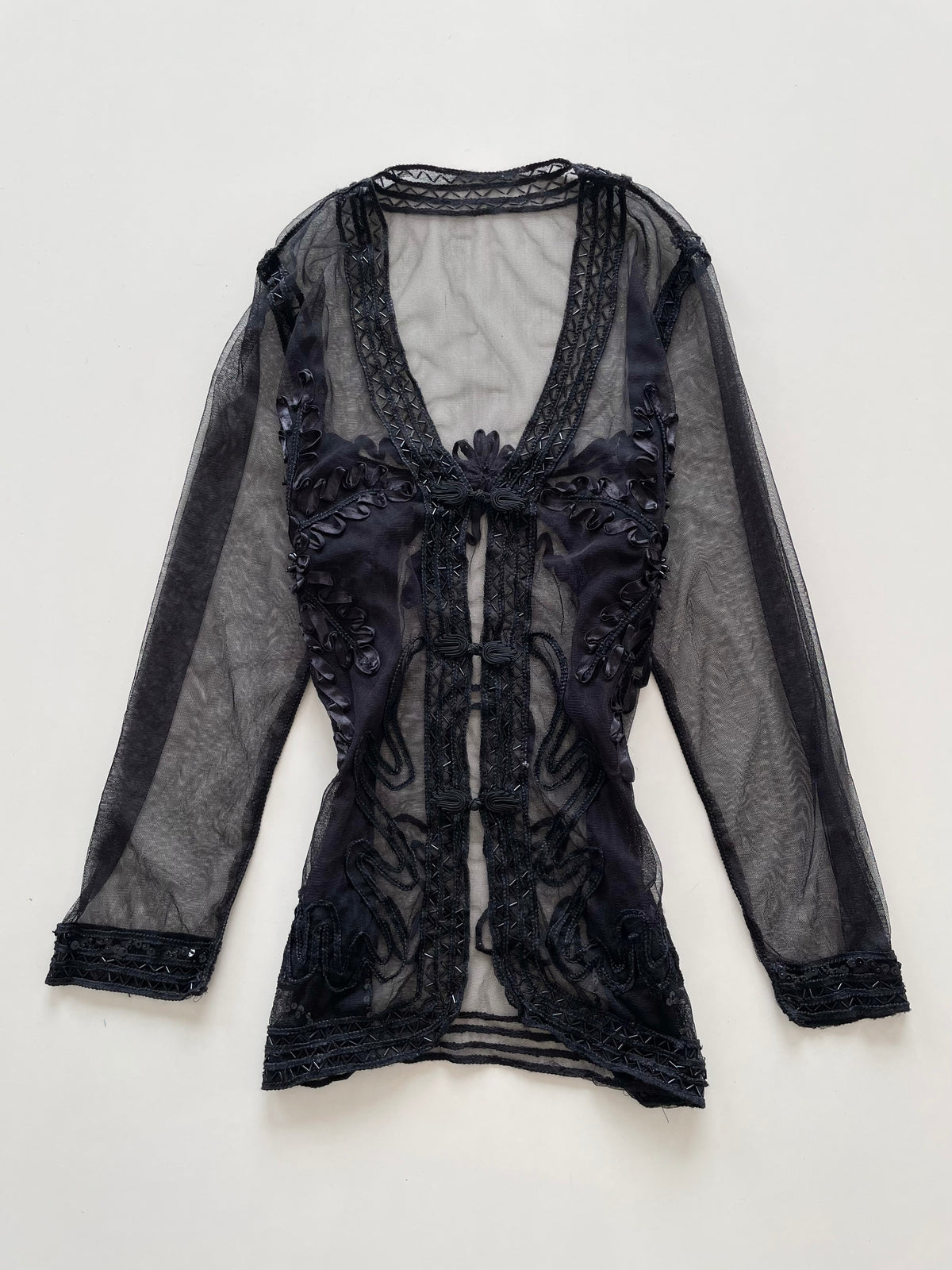 Chinese Embroidered Sheer Vintage Top-Bust 46