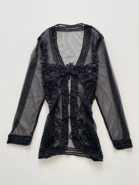 Chinese Embroidered Sheer Vintage Top-Bust 46