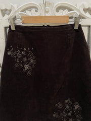 Vintage Embroidered Corduroy Skirt -waist 30