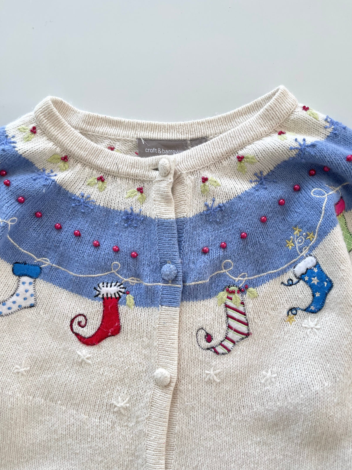Croft & Barrow Christmas Embroidered Cardigan Sweater-Bust 42