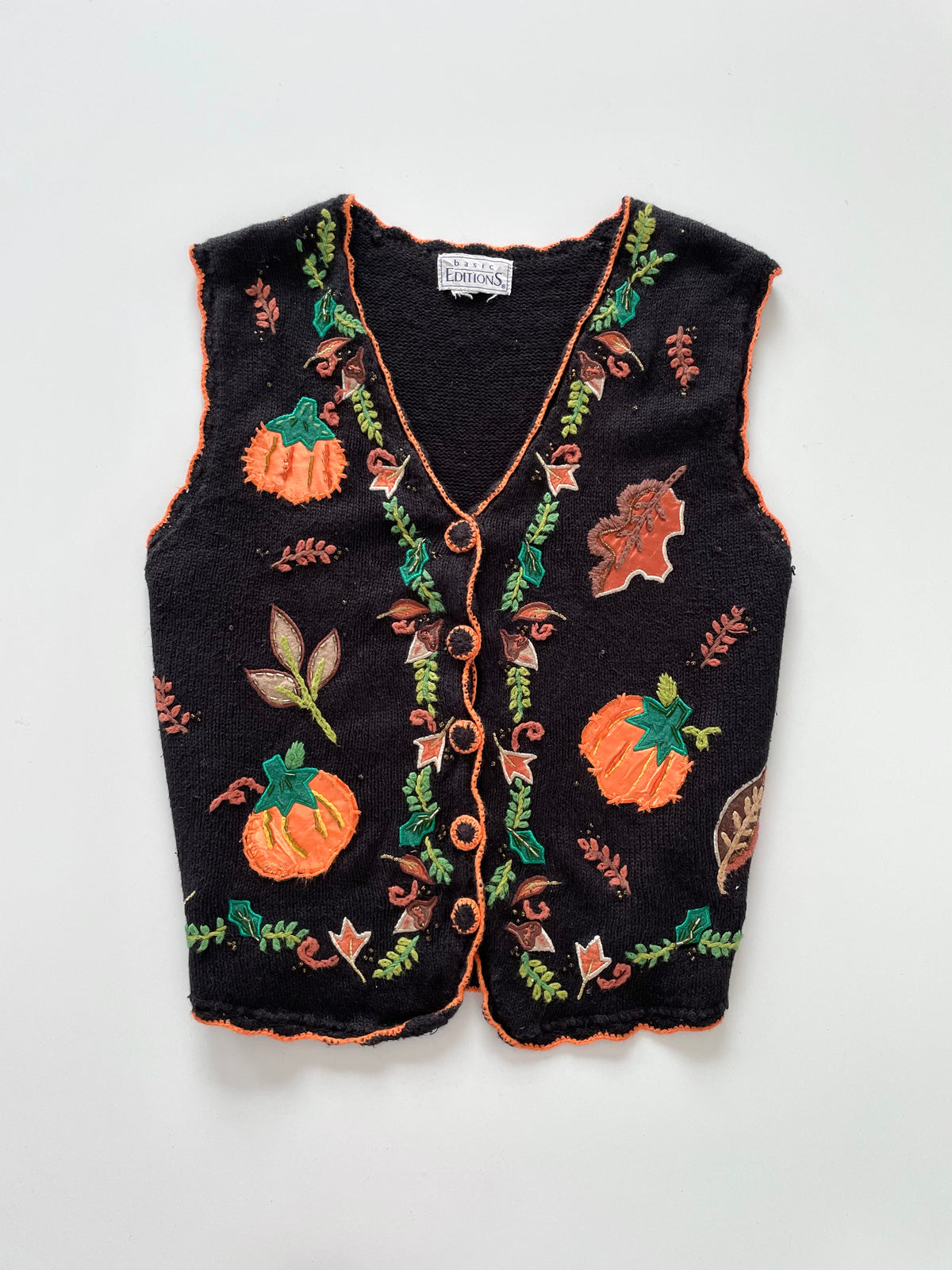 Basic Edition Christmas Embroidered Vest Sweater-Bust 40