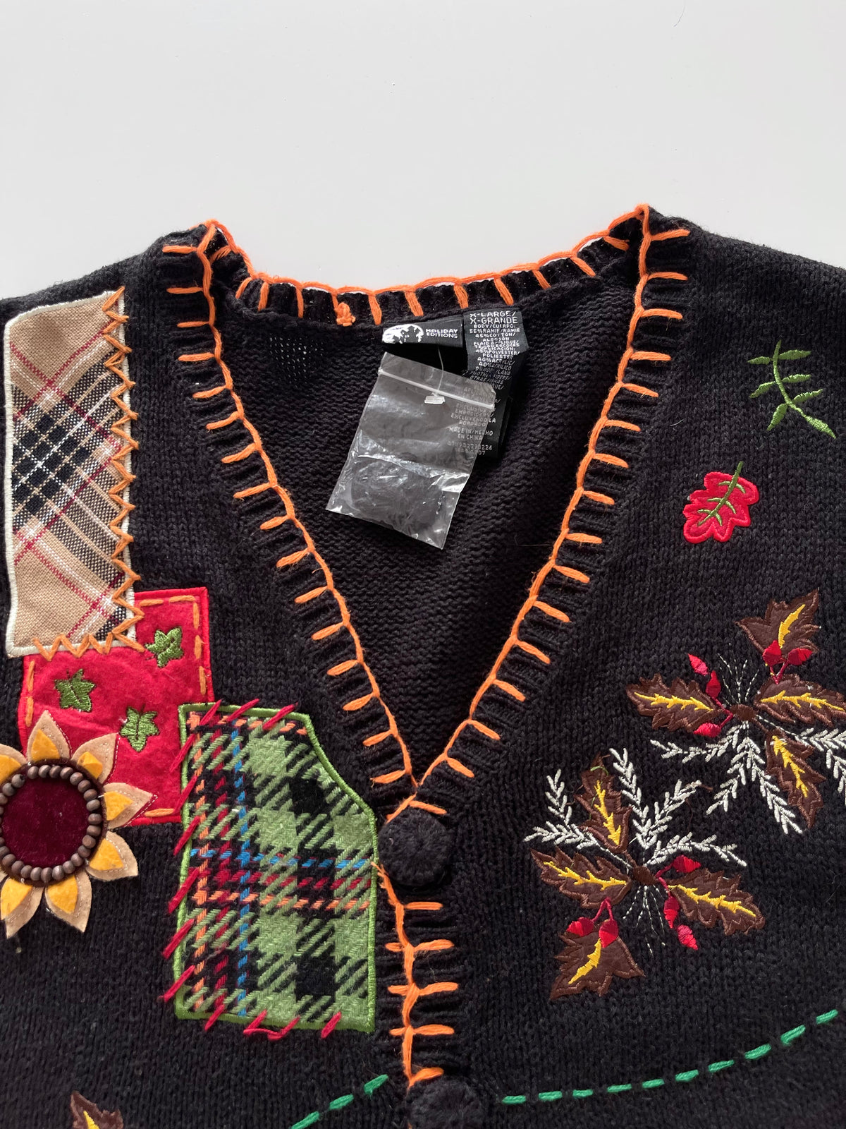 Holiday Editions Embroidered Christmas Vest Sweater-Bust 44