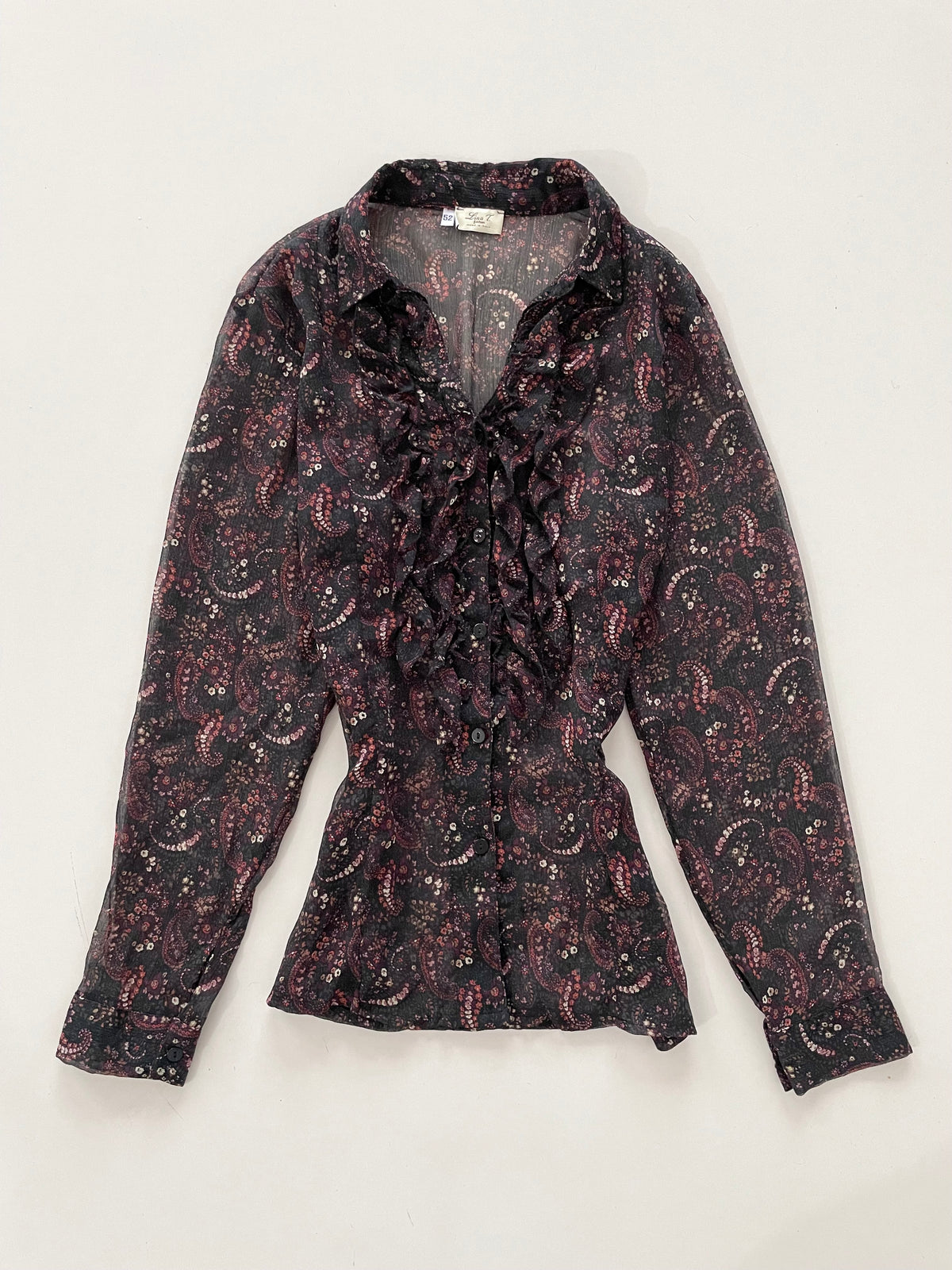 Lina T. Fashion Floral Sheer Vintage Shirt-Bust 44