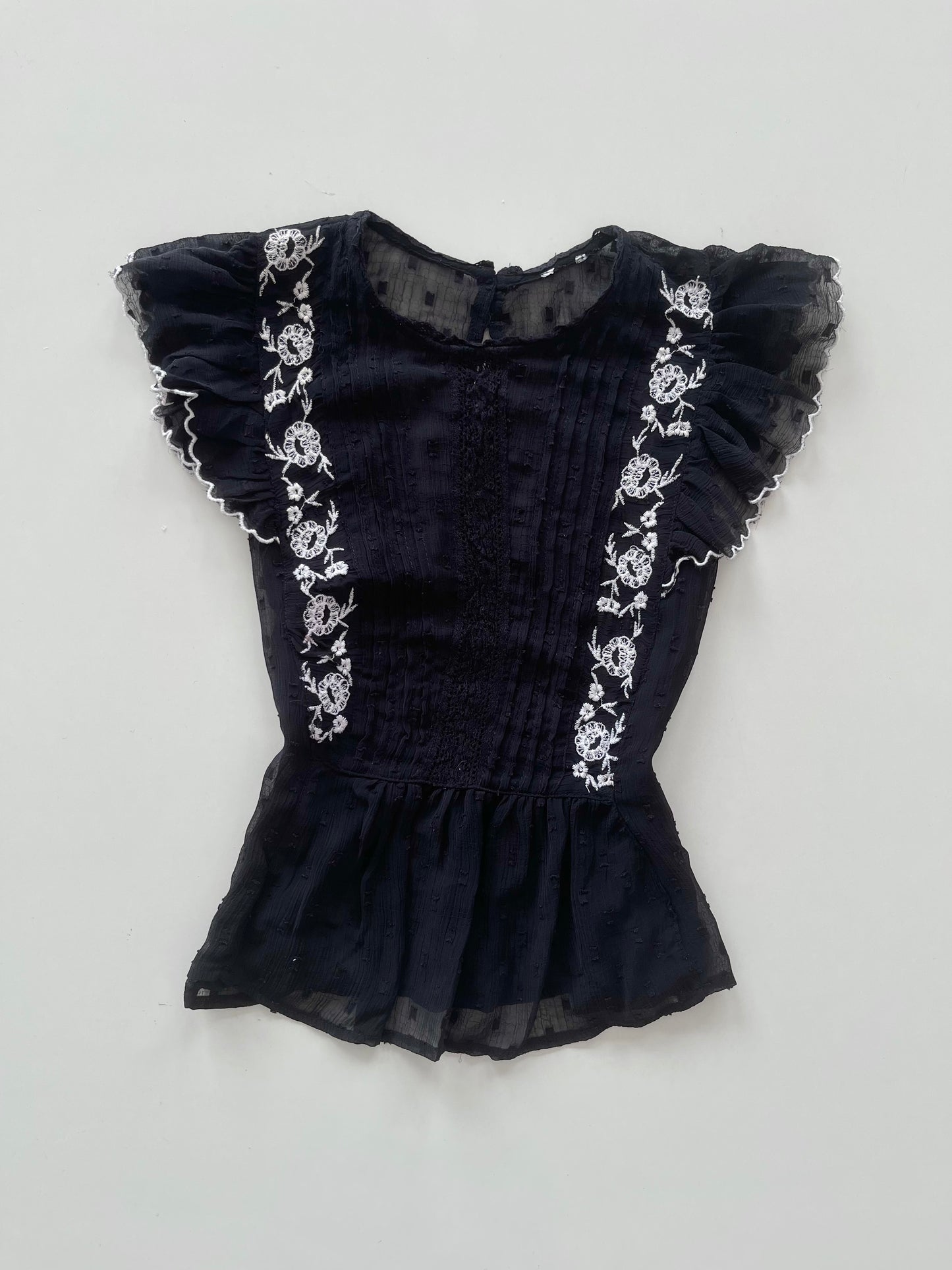 Embroidered Sheer Top-Bust 34