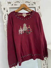 Christopher & Banks Embroidered Christmas Sweater-Bust 50