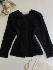 Laurence Kazar Heavily Embroidered 100% Pure Silk Top-Bust 40