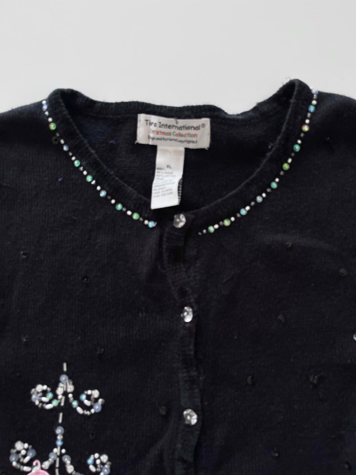 Tiara International Embroidered Christmas Vest Sweater-Bust 46