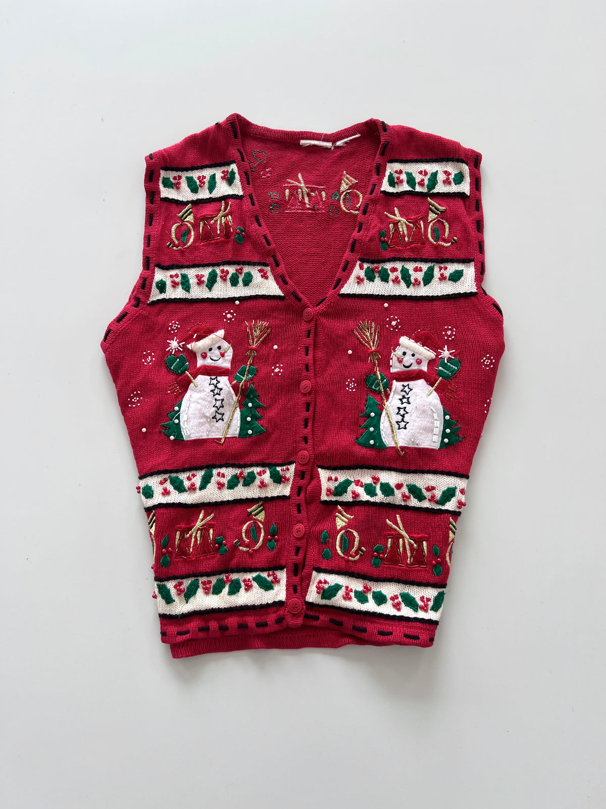 Embroidered Christmas Sweater Vest-Bust 42