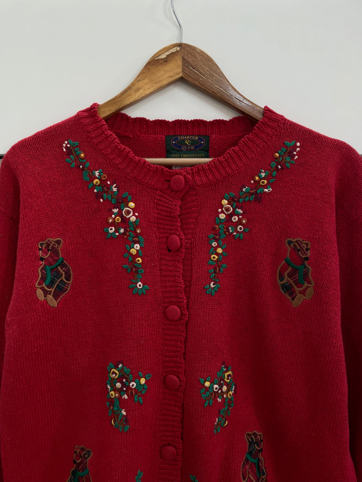 Charter Club Hand Embroidered Vintage Sweater-Bust 46