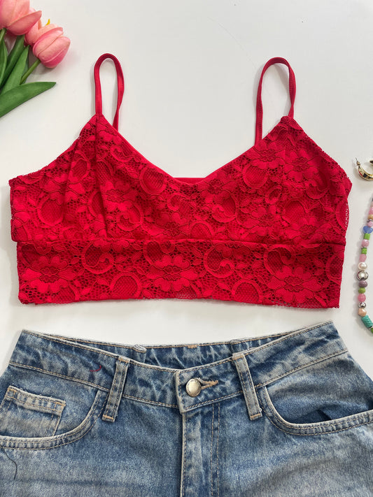 Red Lace Top-Bust 34