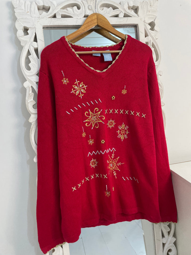 Embroidered Christmas Sweater-Bust 46