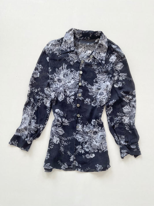 Floral Sheer Vintage Shirt-Bust 40
