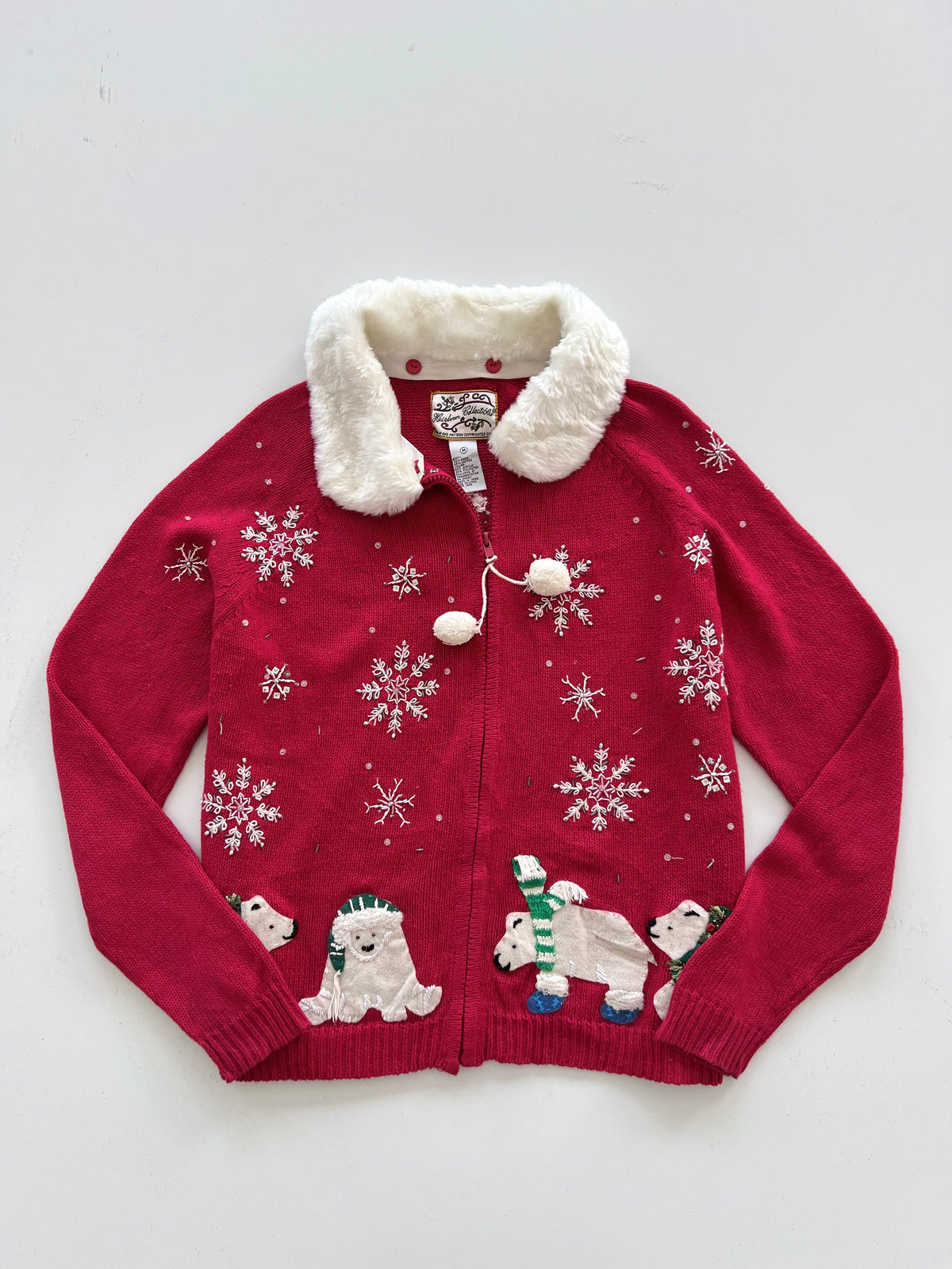 Heirloom Collectibles Christmas Embroidered Zipper Sweater-Bust 46