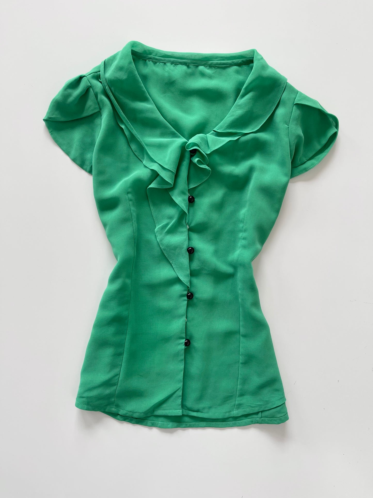 Ruffle Green Top-Bust 38