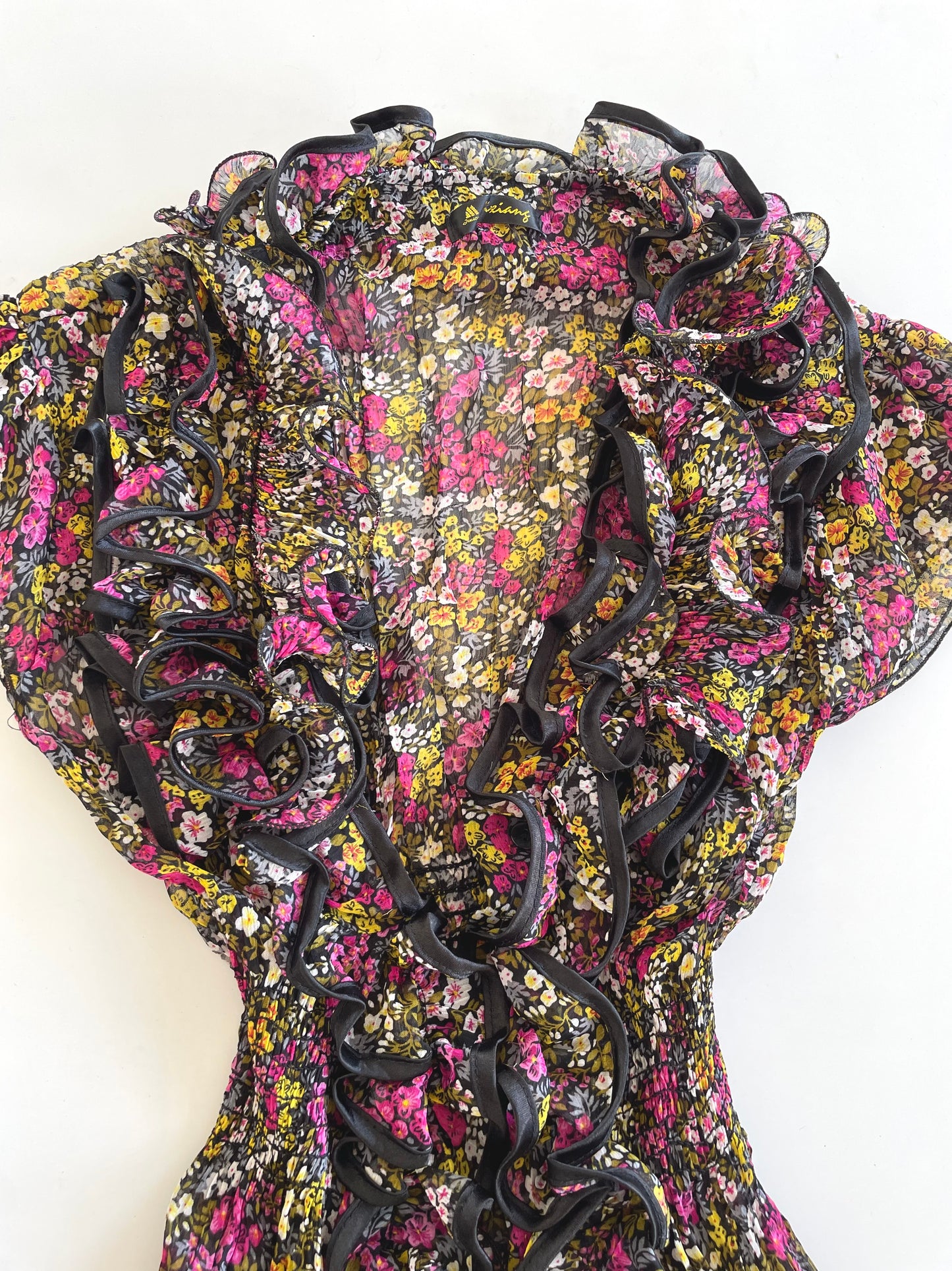 Ruffle Vintage Sheer Top-Bust 36 to 40