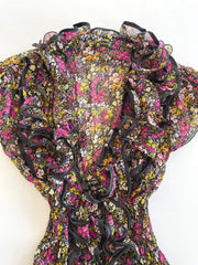 Ruffle Vintage Sheer Top-Bust 36 to 40