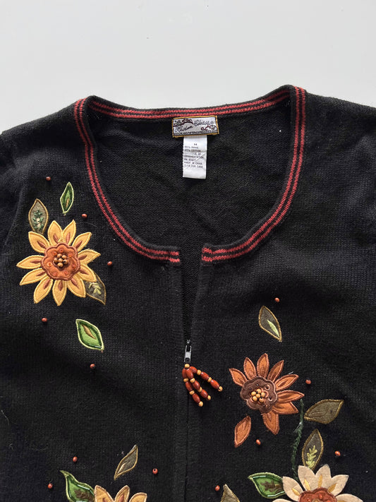 Heirloom  collectibles Embroidered Zipper Sweater-Bust 42
