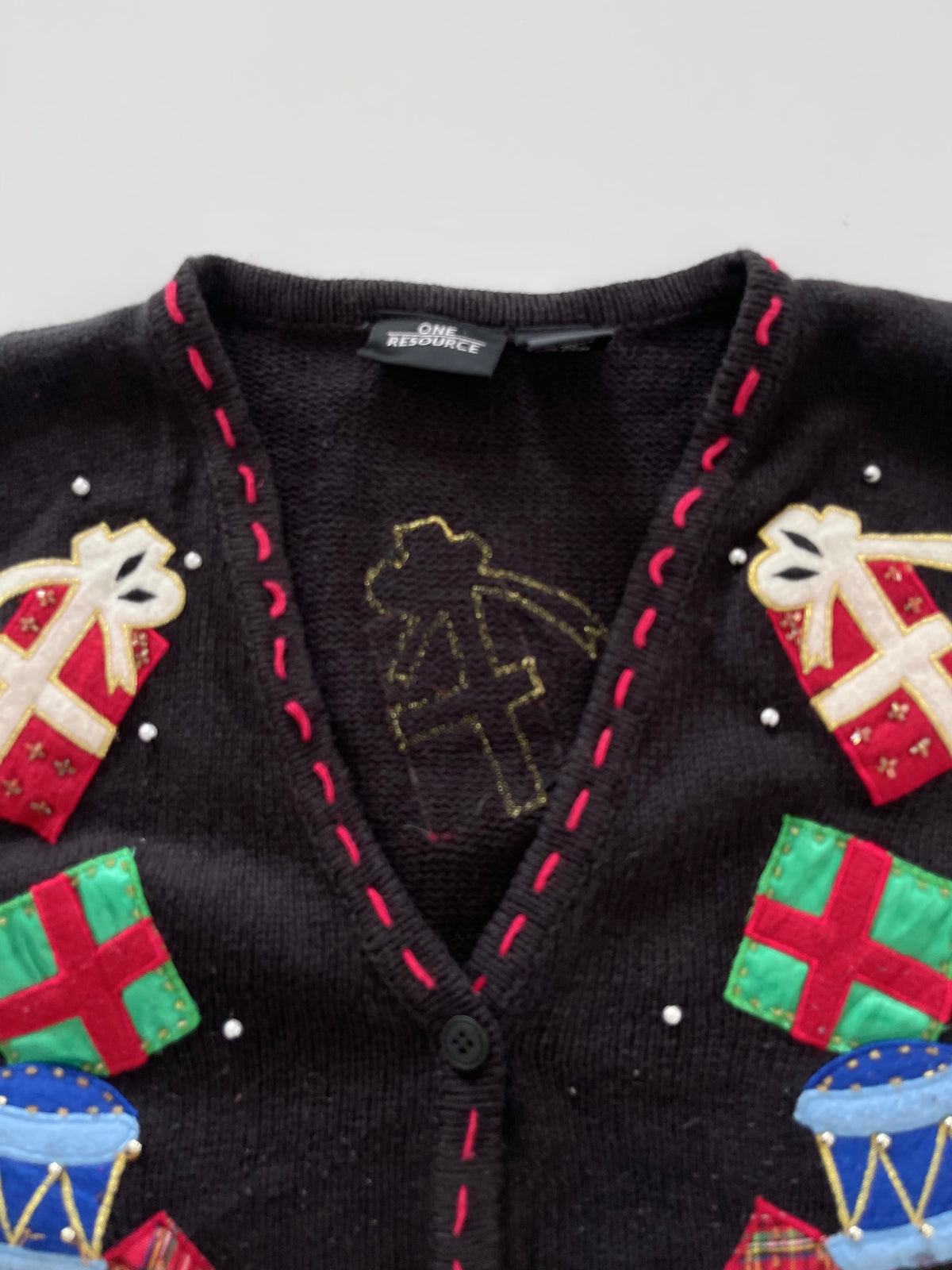 One Resource Embroidered Christmas Vest Sweater-Bust 44