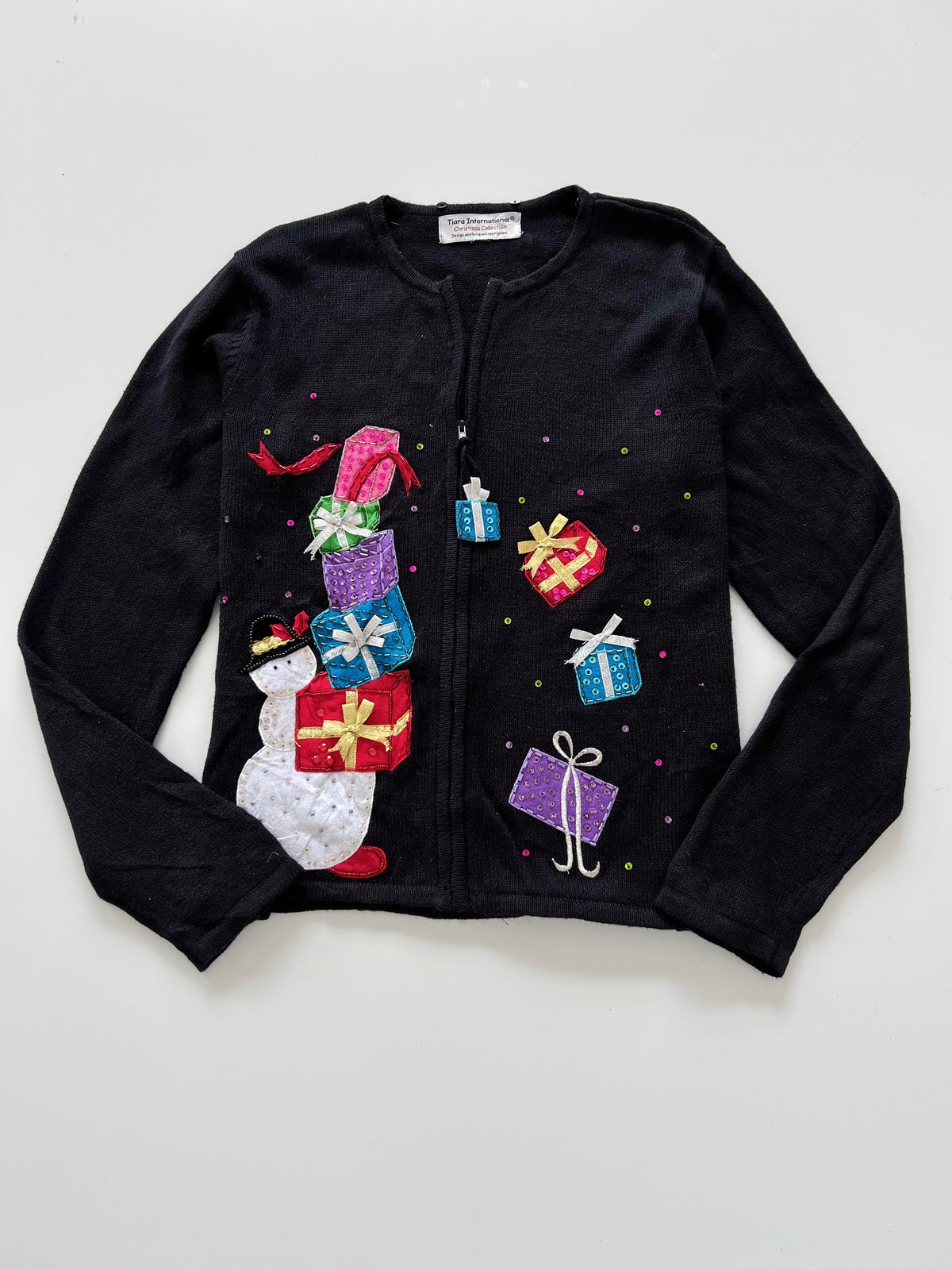 Tiara International Embroidered Christmas Zipper Sweater-Bust 44