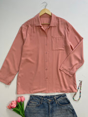 Peach Solid Shirt-Bust 44