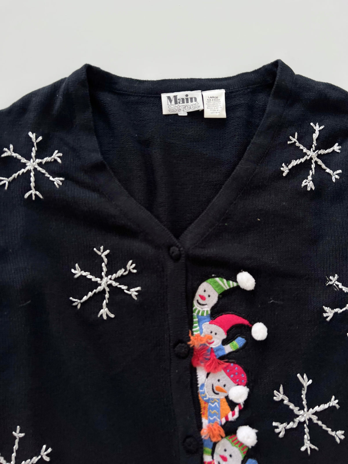 Main Street Embroidered Christmas Cardigan Sweater-Bust 48
