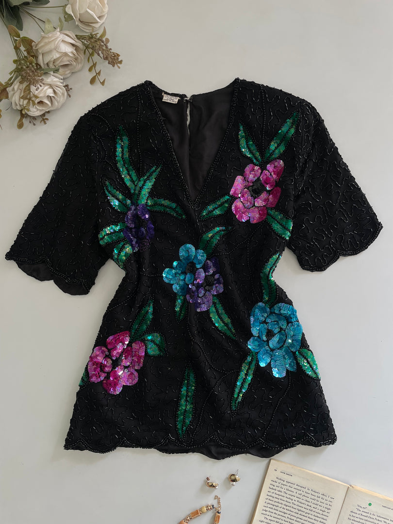 100% Pure Silk Heavily Embroidered Top-Bust 36