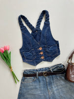 Load image into Gallery viewer, Vintage Blue Denim Waistcoat - Bust 28
