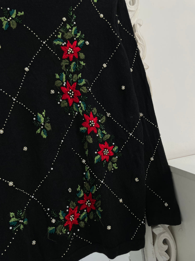 Embroidered Vintage Sweater-Bust 40