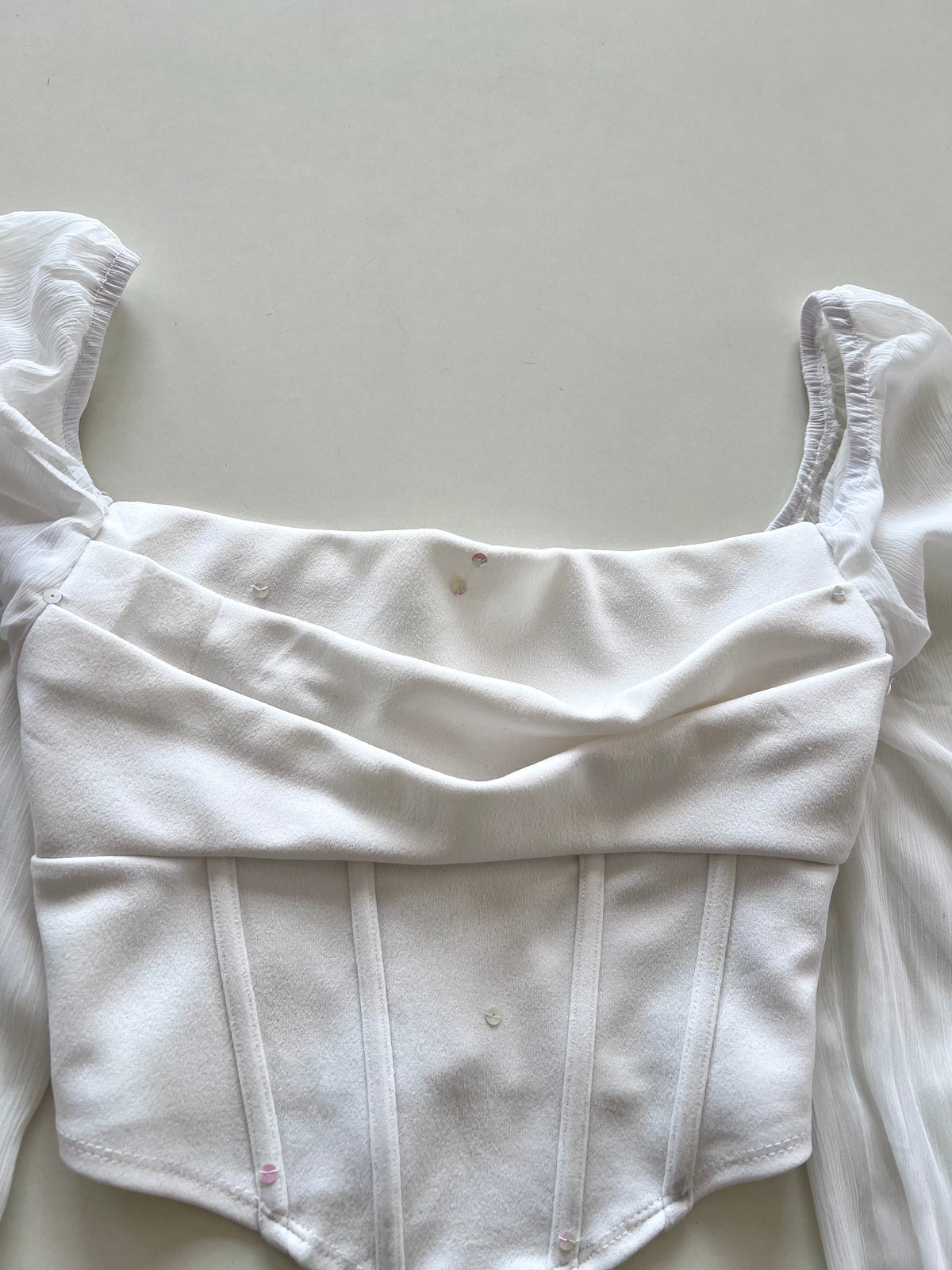 Square Neck White Top-Bust 32