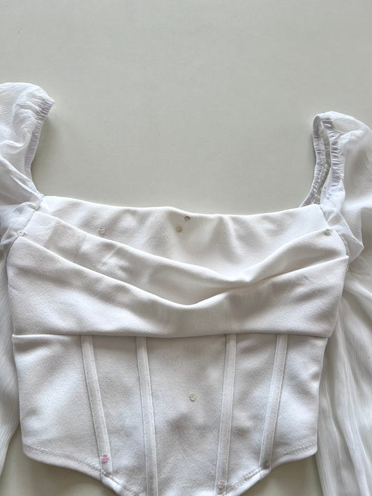 Square Neck White Top-Bust 32